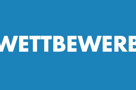 Grafik hellblau Wettbewerb in Großbuchstaben
