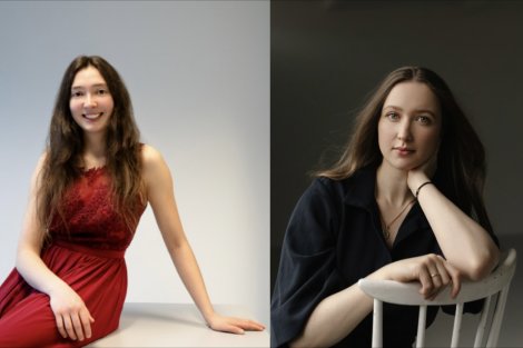 Collage zweier Künstlerinnenfotos